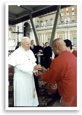 Pope John Paul II blesses the Peace Torch, May 31st 1995, The Vatican