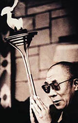 Dalai Lama with the Sri Chinmoy Peace Torch